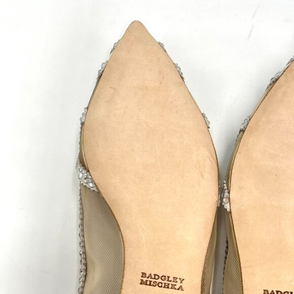 Badgley Mischka BHLDN Size 7 Gigi Jeweled Ivory White Silver Ballet Flats Shoes - Picture 12 of 15
